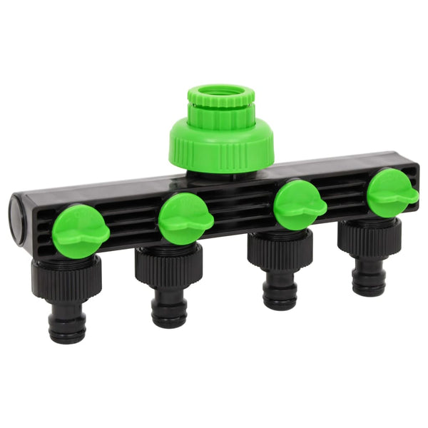 Adaptateur de robinet à 4 voies vert/noir 19,5x6x11 cm ABS & PP