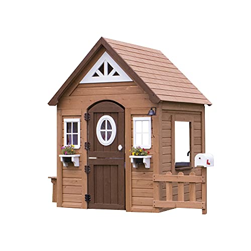 Backyard Discovery Aspen Maisonnette en Bois | Maisonnette de Jardin | Cabane Bois extérieur/Maisonnette Exterieur/Maisonnette de Jardin en Bois/Cabane Maisonnette avec Cuisine et Accessoires