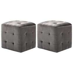 2 pcs Tables de chevet Gris 30x30x30 cm Tissu velours