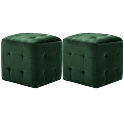 2 pcs Tables de chevet Vert 30x30x30 cm Tissu velours