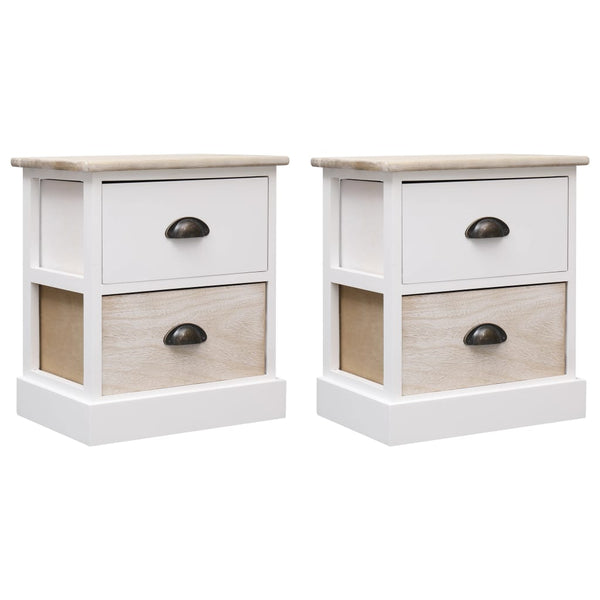 2 pcs Tables de chevet Blanc et naturel 38x28x45 cm Paulownia