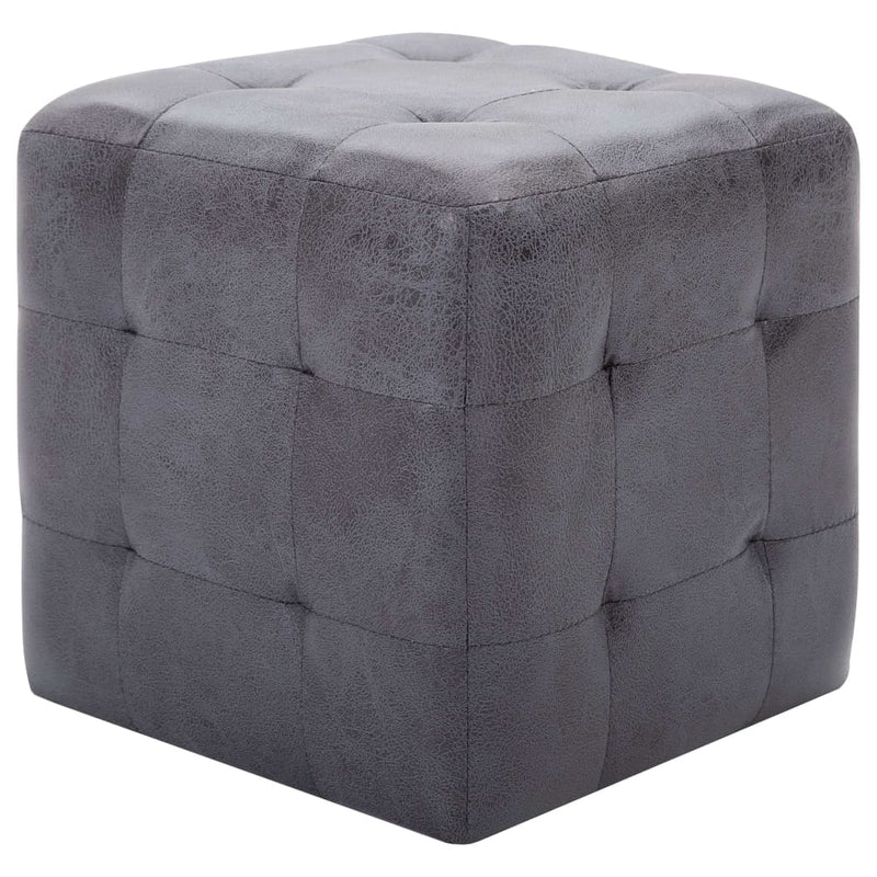 2 pcs Poufs Gris 30 x 30 x 30 cm Similicuir daim