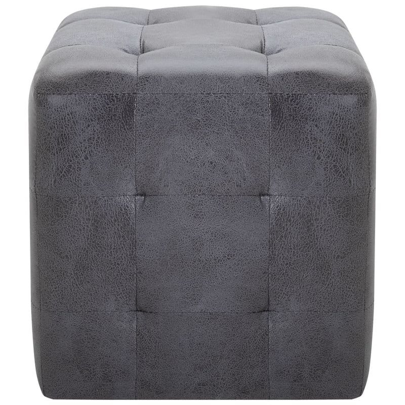 2 pcs Poufs Gris 30 x 30 x 30 cm Similicuir daim