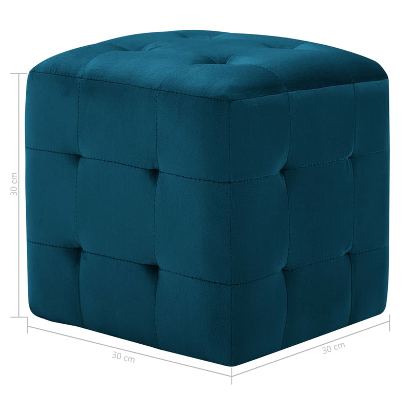 2 pcs Poufs Bleu 30 x 30 x 30 cm Tissu velours