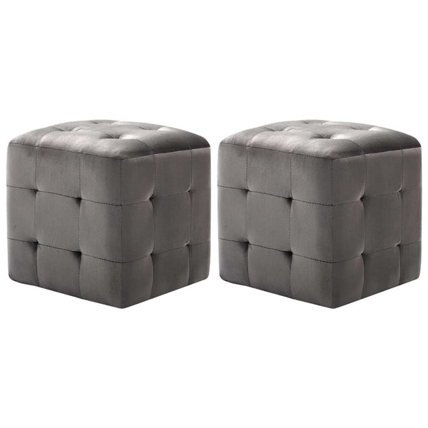 2 pcs Poufs Gris 30 x 30 x 30 cm Tissu velours