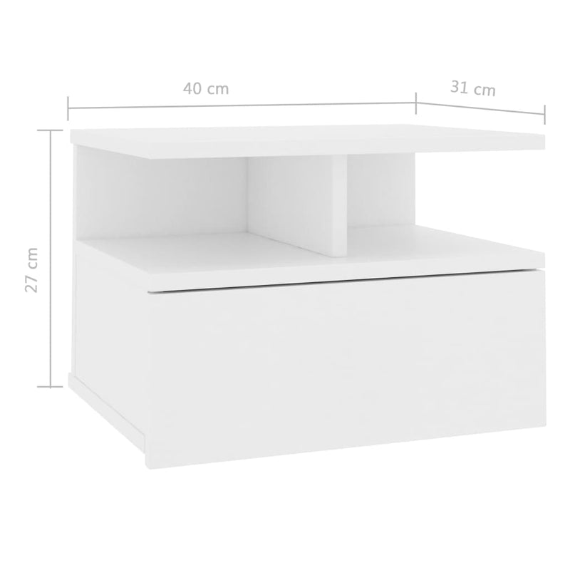 800406 vidaXL Tables de chevet flottantes 2 pcs Blanc Bois ingénierie