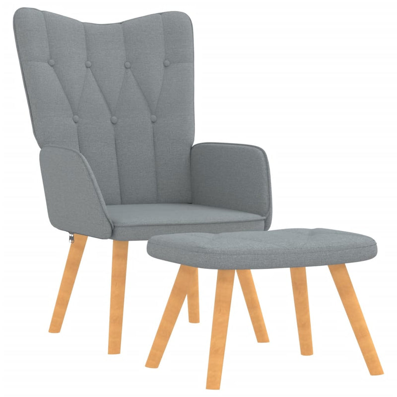 Chaise de relaxation avec tabouret Gris clair Tissu