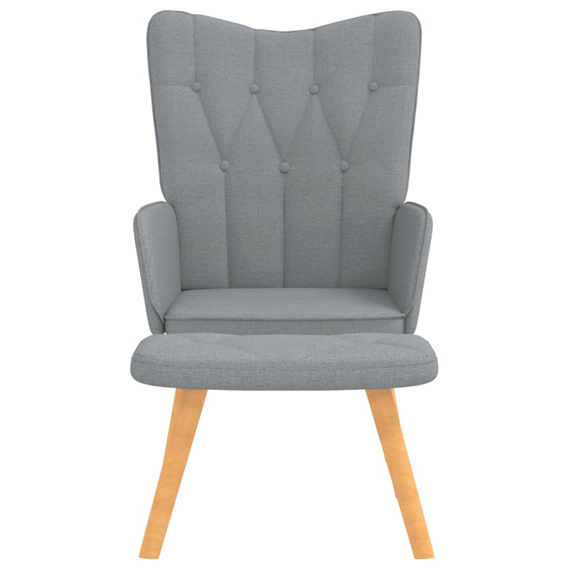 Chaise de relaxation avec tabouret Gris clair Tissu