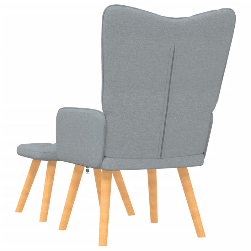 Chaise de relaxation avec tabouret Gris clair Tissu