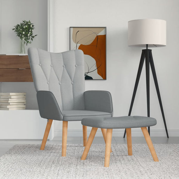 Chaise de relaxation avec tabouret Gris clair Tissu