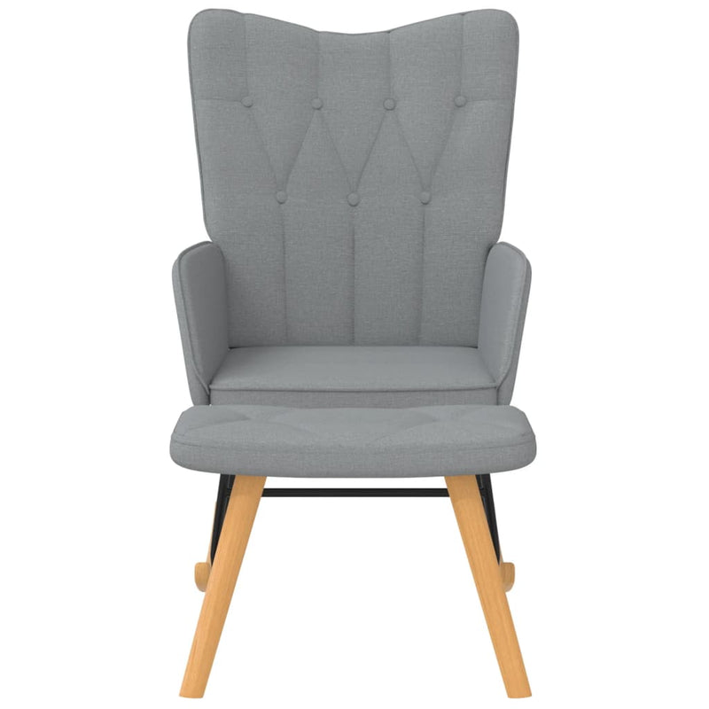 Chaise à bascule avec tabouret Gris clair Tissu