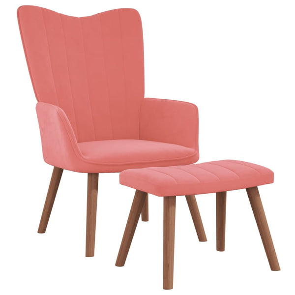 Chaise de relaxation avec repose-pied Rose Velours