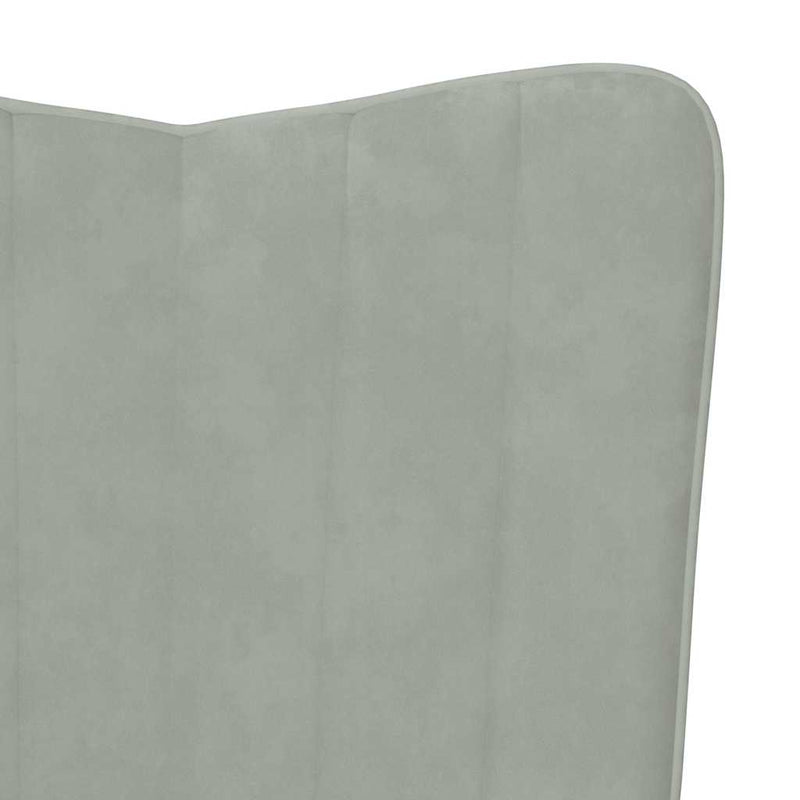 Chaise à bascule avec repose-pied Gris clair Velours