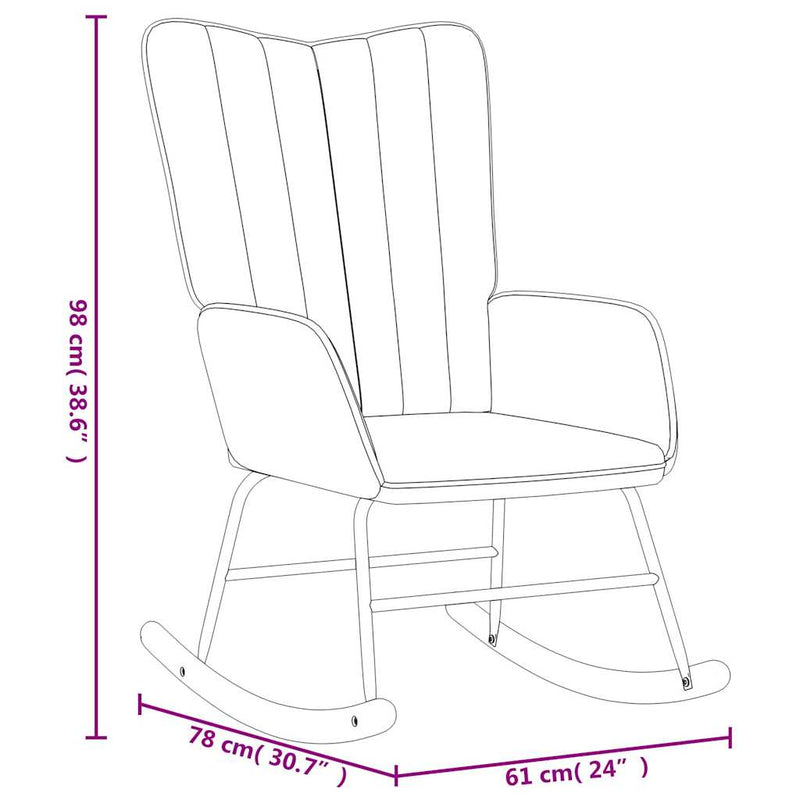 Chaise à bascule avec repose-pied Bleu Velours