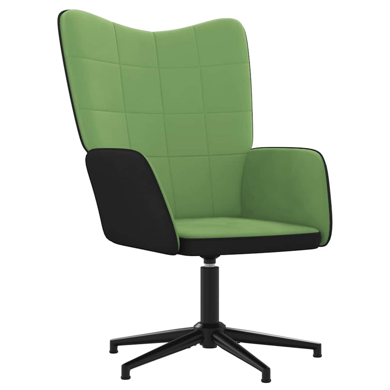 Chaise de relaxation avec repose-pied Vert clair Velours et PVC