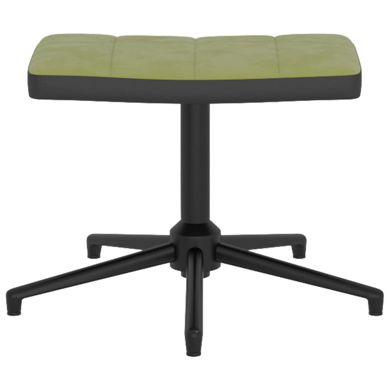 Chaise de relaxation avec repose-pied Vert clair Velours et PVC