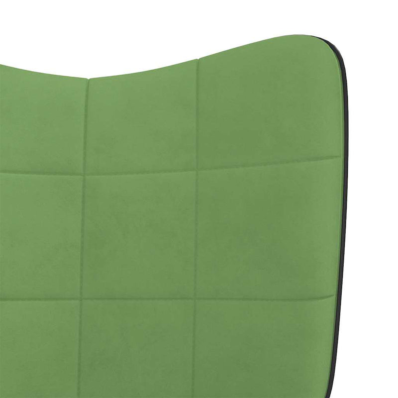 Chaise de relaxation avec repose-pied Vert clair Velours et PVC