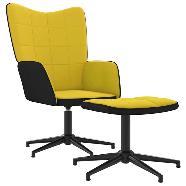 Chaise de détente et repose-pied Jaune moutarde Velours et PVC