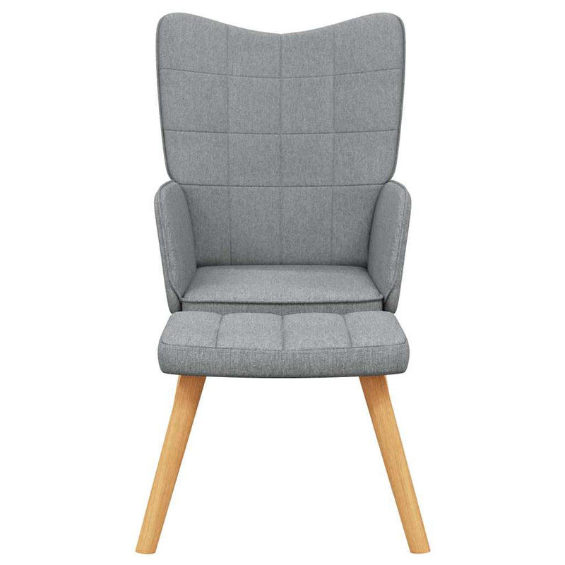 Chaise de relaxation avec tabouret Gris clair Tissu