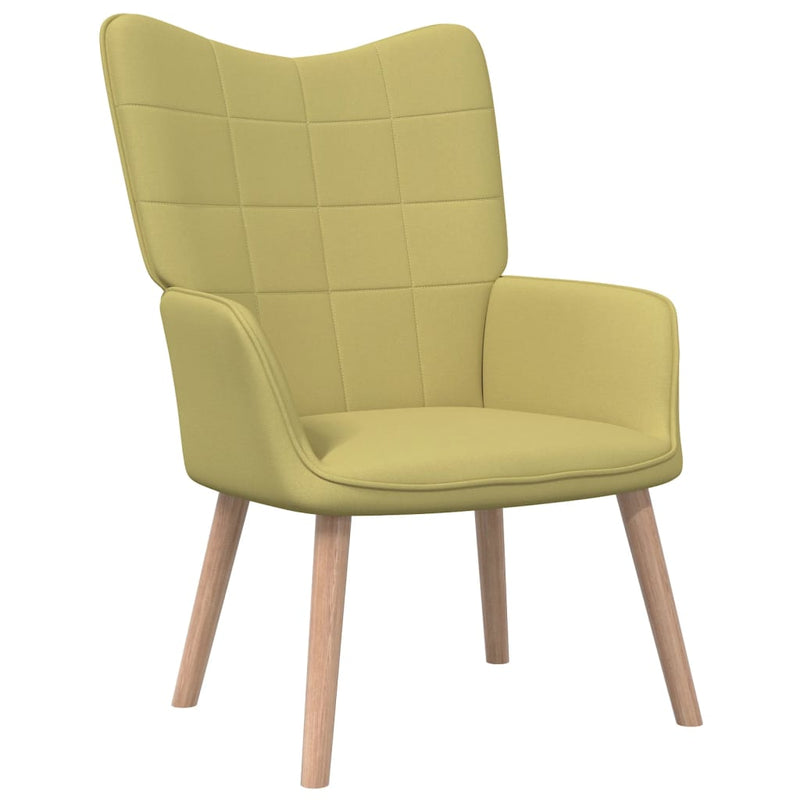 Chaise de relaxation avec tabouret Vert Tissu