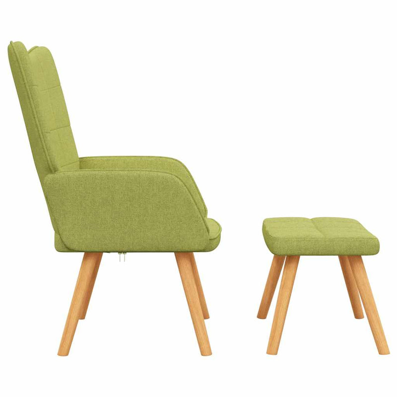 Chaise de relaxation avec tabouret Vert Tissu