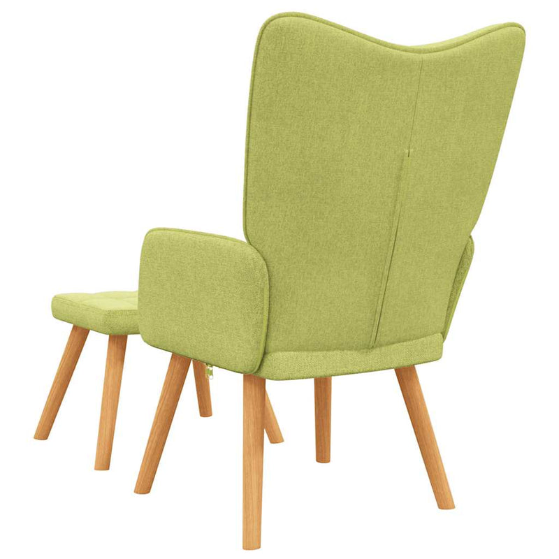 Chaise de relaxation avec tabouret Vert Tissu