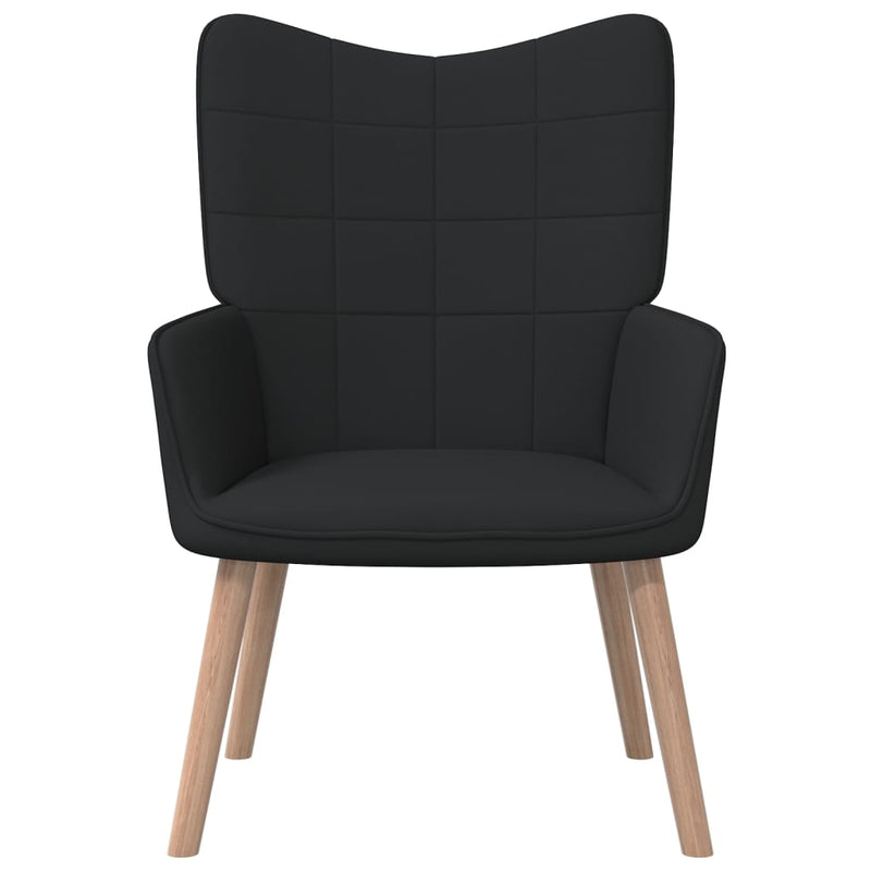 Chaise de relaxation avec tabouret Noir Tissu