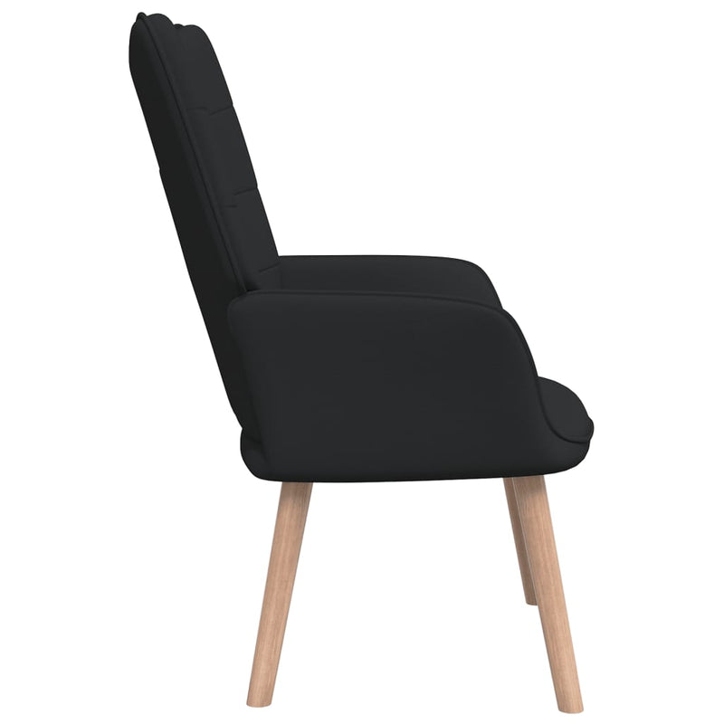 Chaise de relaxation avec tabouret Noir Tissu