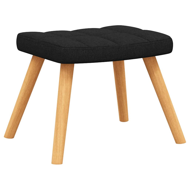 Chaise de relaxation avec tabouret Noir Tissu