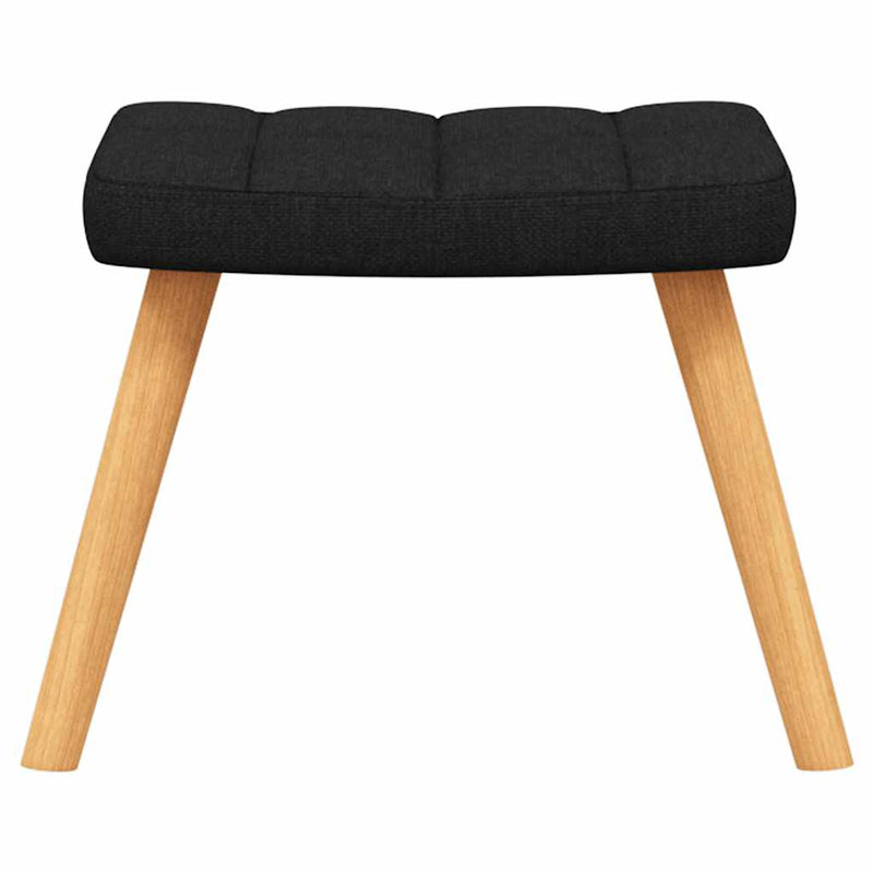 Chaise de relaxation avec tabouret Noir Tissu