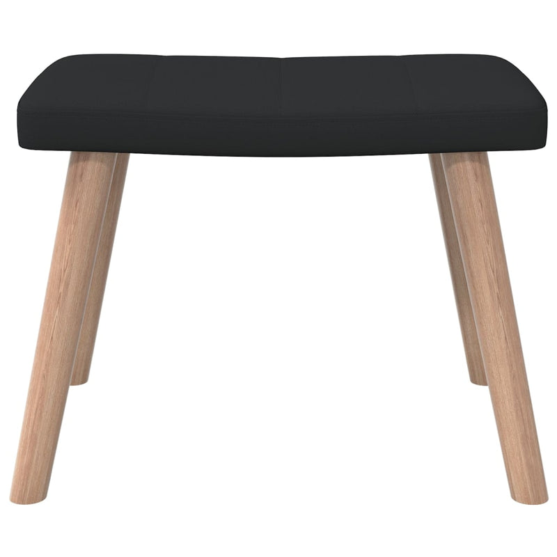 Chaise de relaxation avec tabouret Noir Tissu