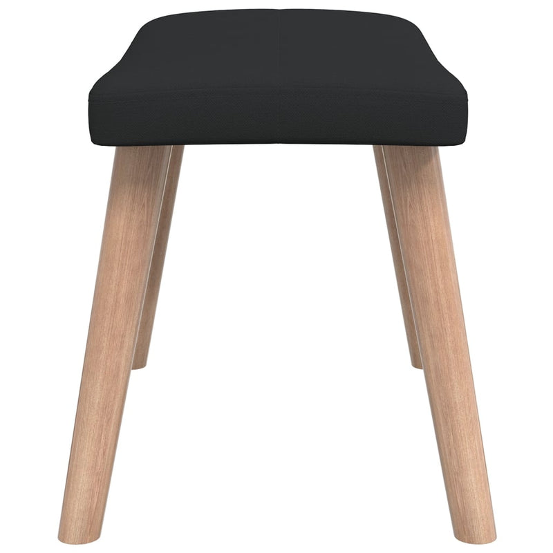 Chaise de relaxation avec tabouret Noir Tissu