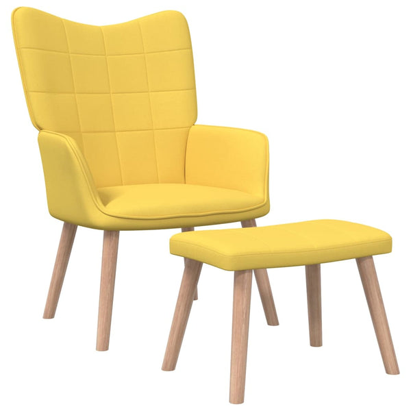 Chaise de relaxation avec tabouret Jaune moutarde Tissu