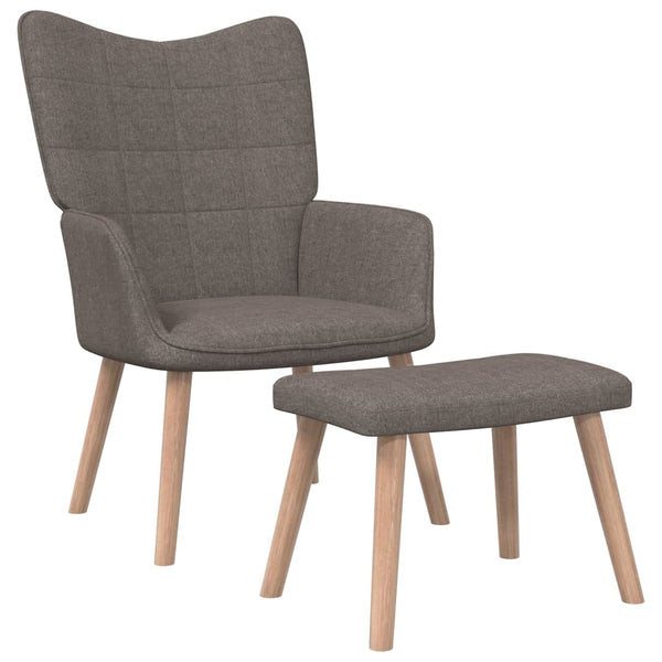 Chaise de relaxation avec tabouret Taupe Tissu