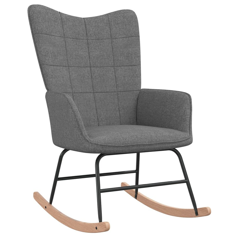 Chaise à bascule avec tabouret Gris foncé Tissu