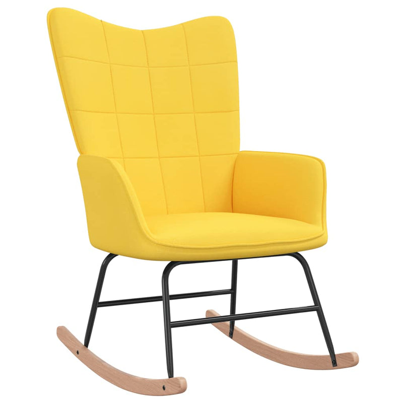 Chaise à bascule avec tabouret Jaune moutarde Tissu