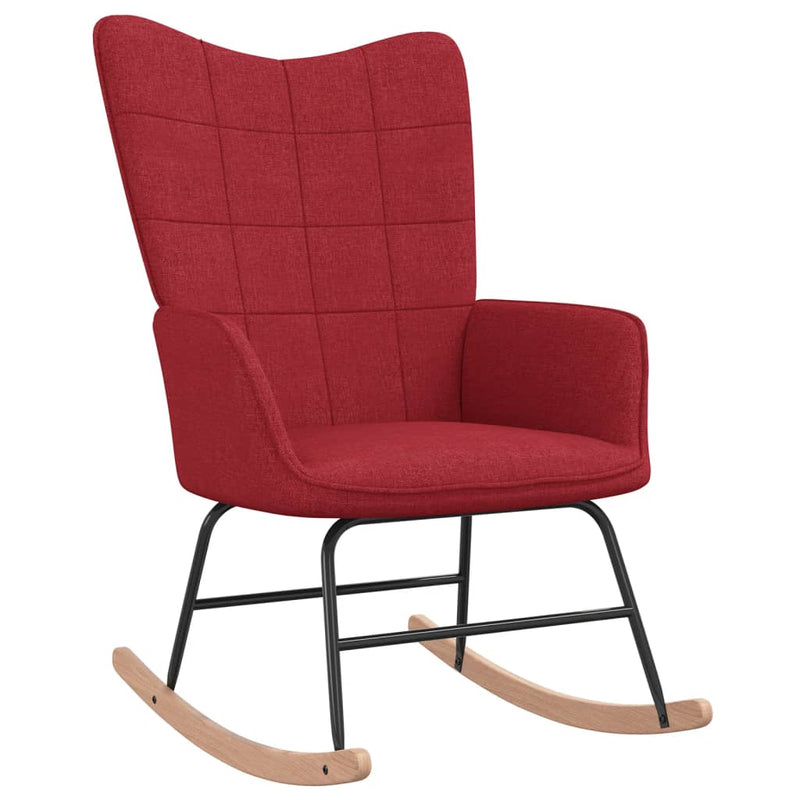 Chaise à bascule avec tabouret Rouge bordeaux Tissu