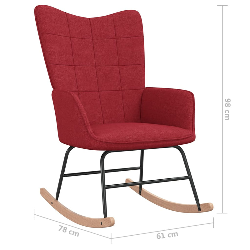 Chaise à bascule avec tabouret Rouge bordeaux Tissu