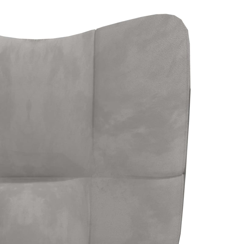 Chaise de relaxation avec repose-pied Gris clair Velours