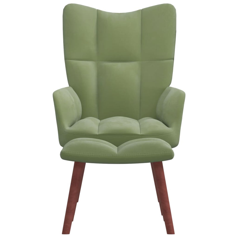 Chaise de relaxation avec repose-pied Vert clair Velours