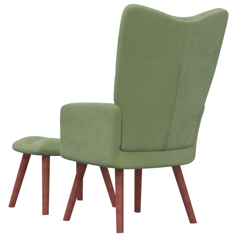 Chaise de relaxation avec repose-pied Vert clair Velours