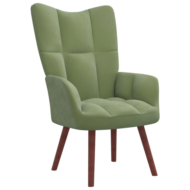 Chaise de relaxation avec repose-pied Vert clair Velours