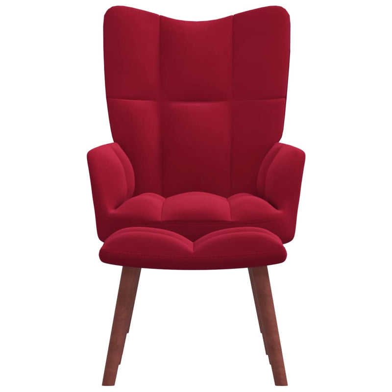 Chaise de relaxation avec repose-pied Rouge bordeaux Velours