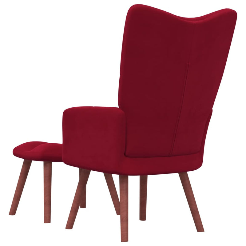 Chaise de relaxation avec repose-pied Rouge bordeaux Velours