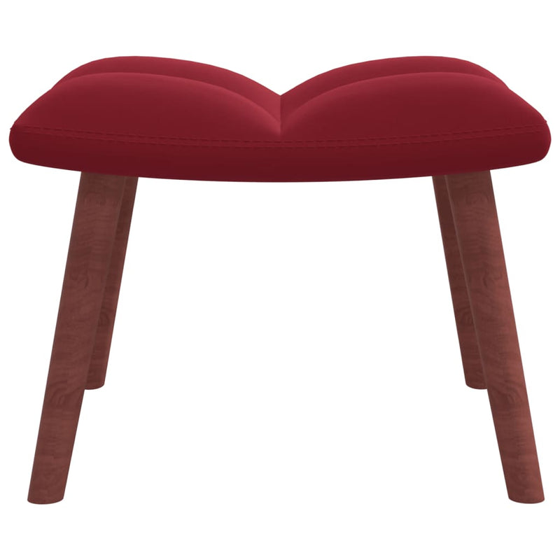 Chaise de relaxation avec repose-pied Rouge bordeaux Velours