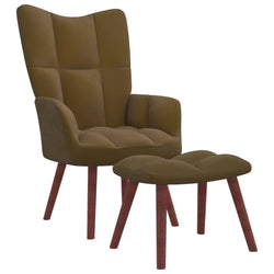 Chaise de relaxation avec repose-pied Marron Velours