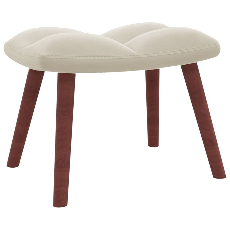 Chaise de relaxation avec repose-pied Blanc crème Velours