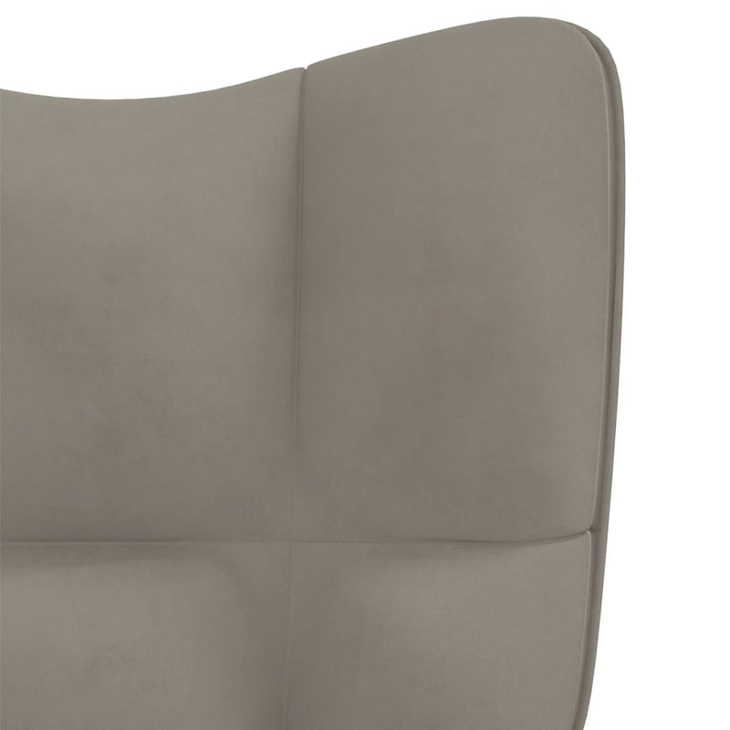 Chaise de relaxation avec repose-pied Gris clair Velours