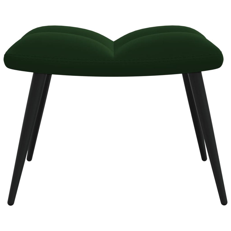 Chaise de relaxation avec repose-pied Vert foncé Velours