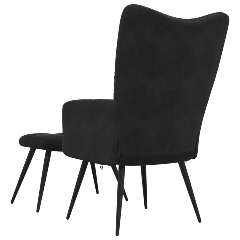 Chaise de relaxation avec repose-pied Noir Velours